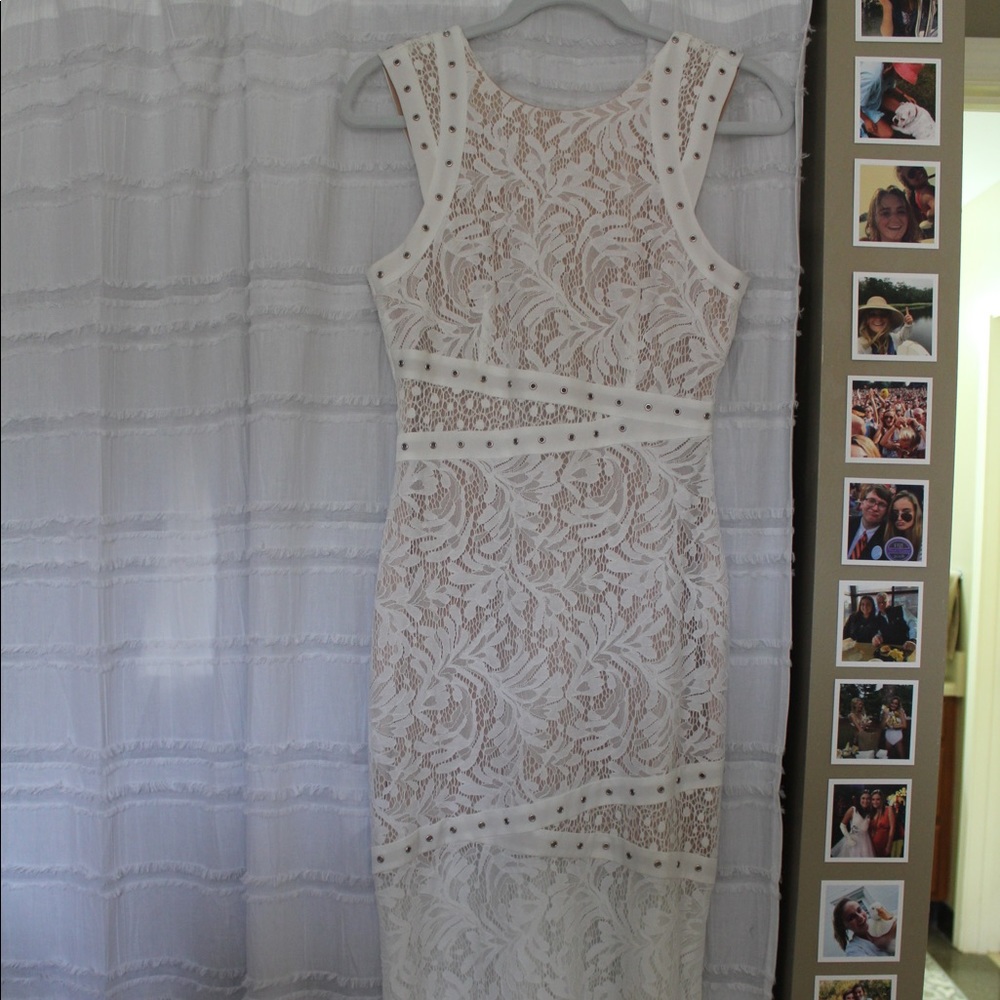 BCBG MaxAzria White Lace Gown